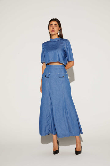 BLUSA CROPPED FEMININA JEANS ONCA PRETA