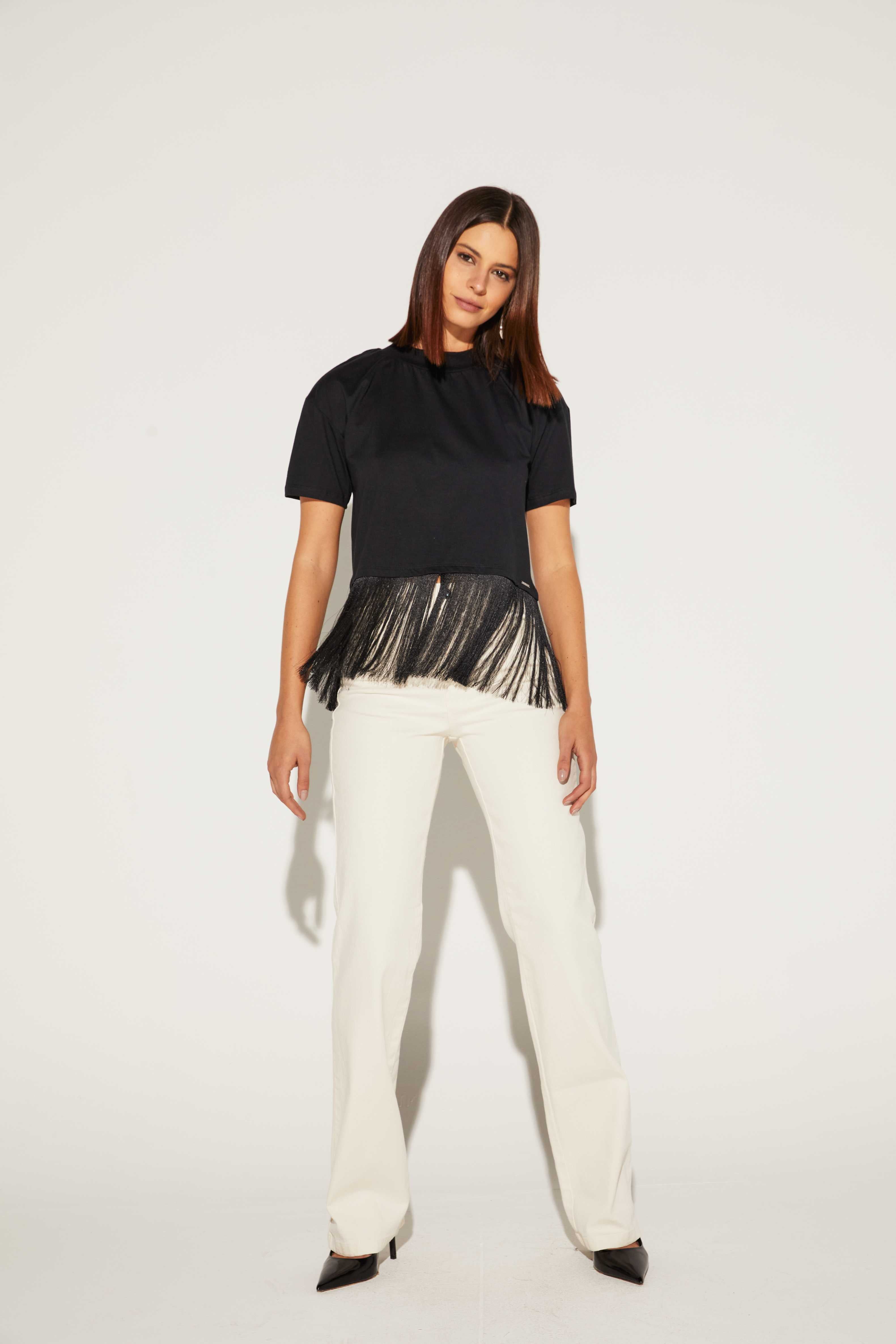 CALÇA FEMININA RETA TRADICIONAL JEANS ONCA PRETA