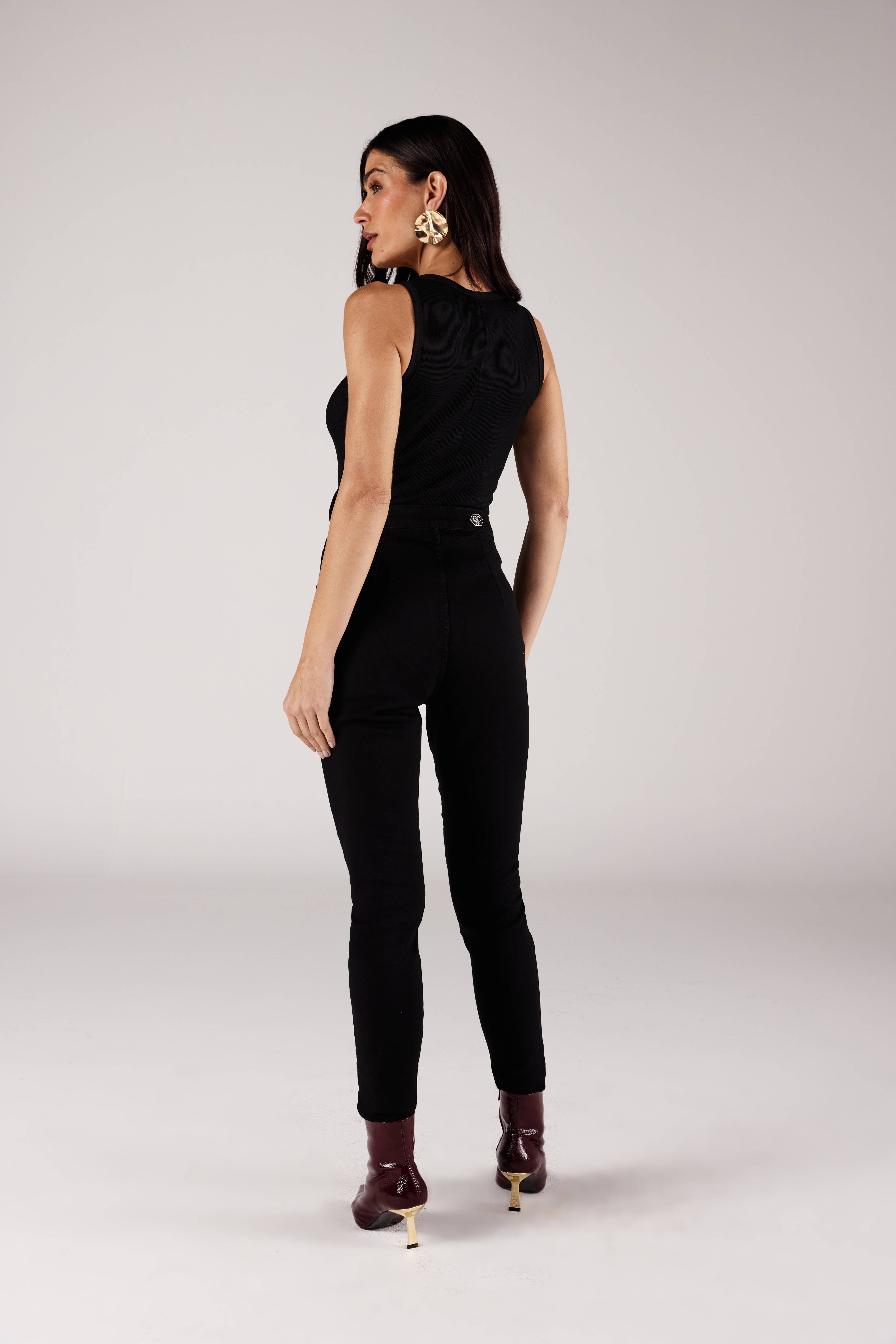 CALÇA LEGGING FEMININA AMACIADA JEANS ONÇA PRETA