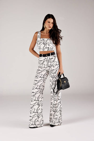 CALÇA WIDELEG SIGNATURE JEANS ONÇA PRETA