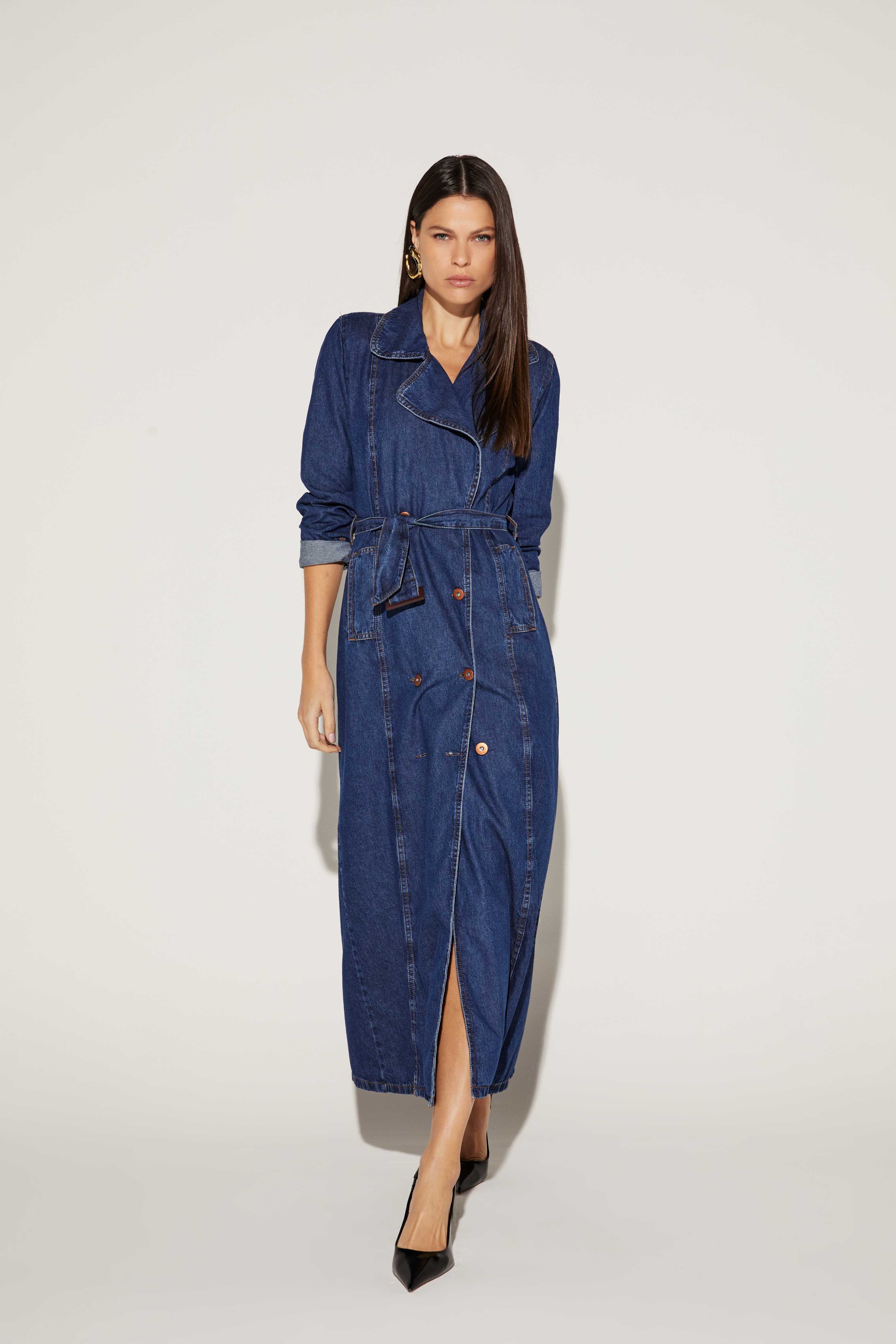 CASACO TRECH JEANS ONCA PRETA