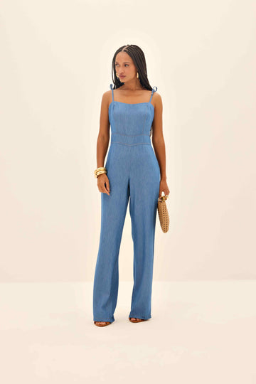 MACACAO FEMININO RETA DE ALÇA JEANS ONCA PRETA