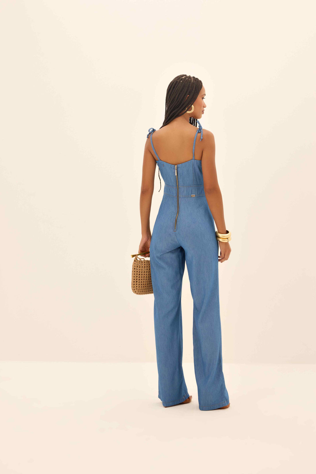 MACACAO FEMININO RETA DE ALÇA JEANS ONCA PRETA