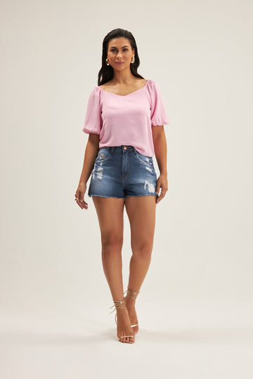 BLUSA MANGA 3/4 ONCA PRETA