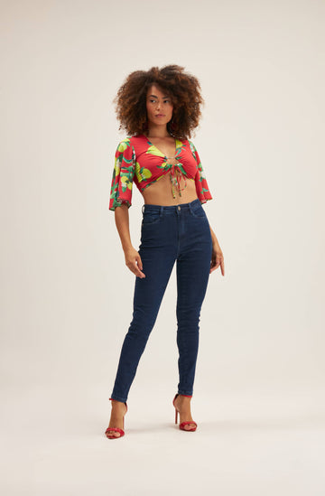 BLUSA MANGA FLUIDA ONCA PRETA