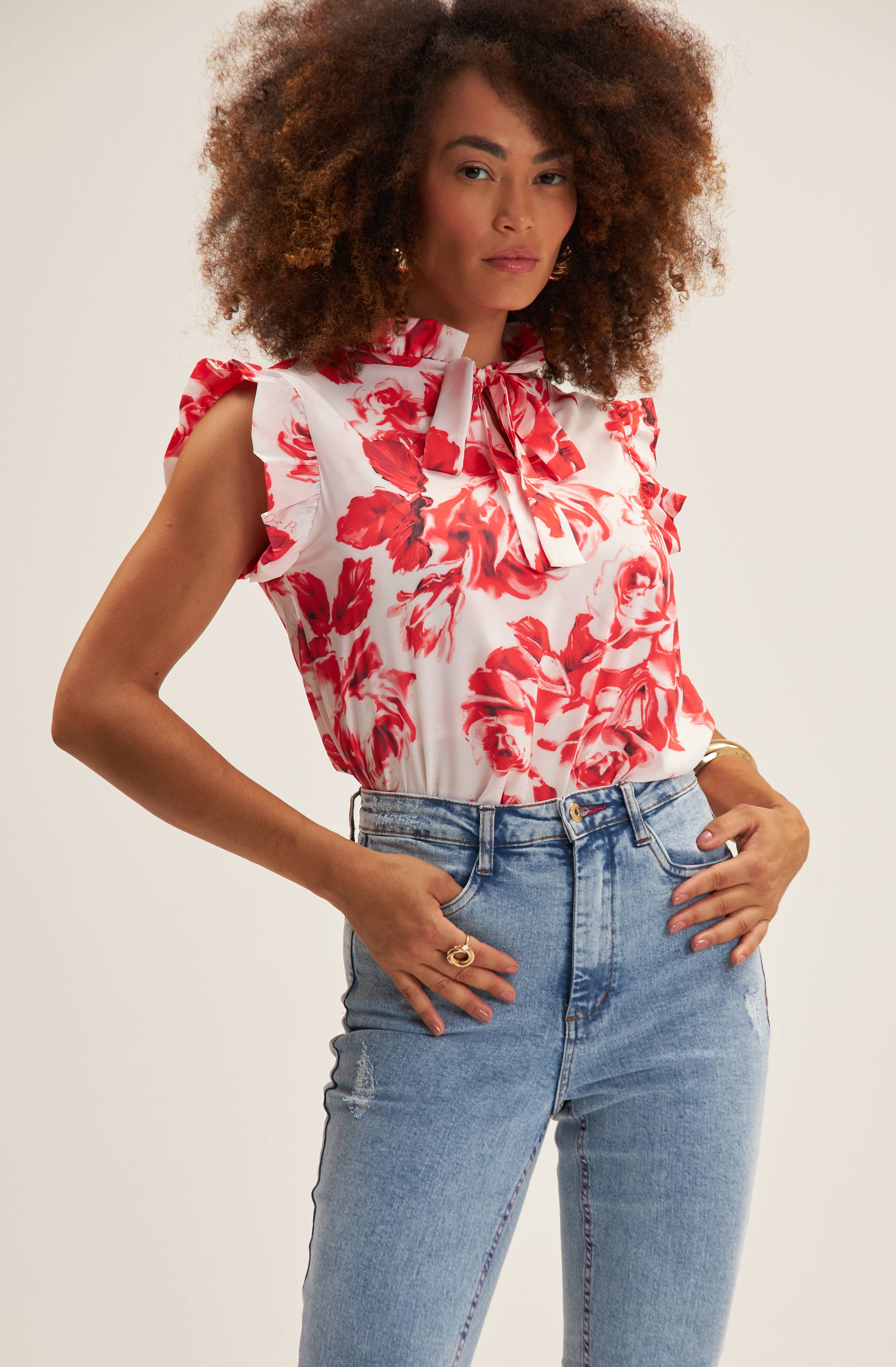 BLUSA ESTAMPADA LACO ONCA PRETA