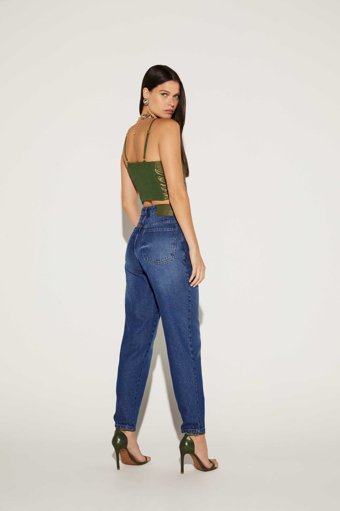 BLUSA CORSET DE COURO ONCA PRETA