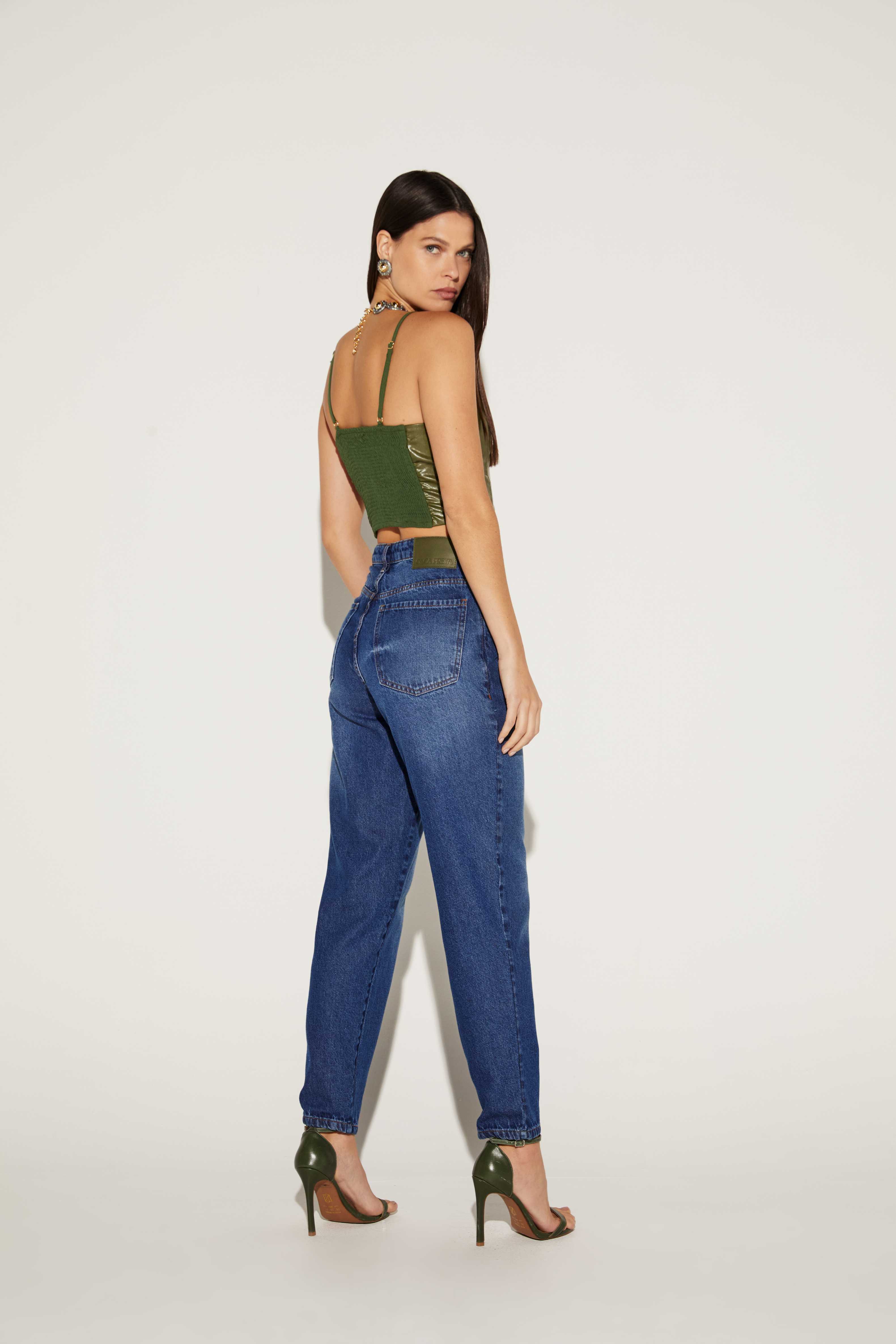 BLUSA CORSET DE COURO ONCA PRETA