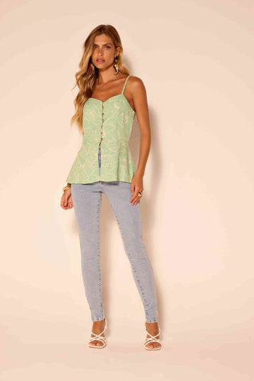 BLUSA FEMININA DE ALÇA ABERTURA FRONTAL ONCA PRETA