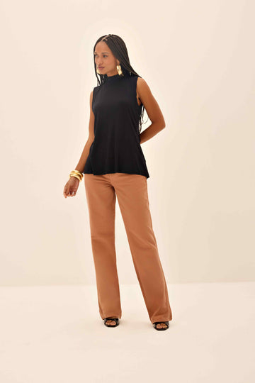 BLUSA FEMININA FRENTE UNICA AMARRAÇAO COSTAS ONCA PRETA