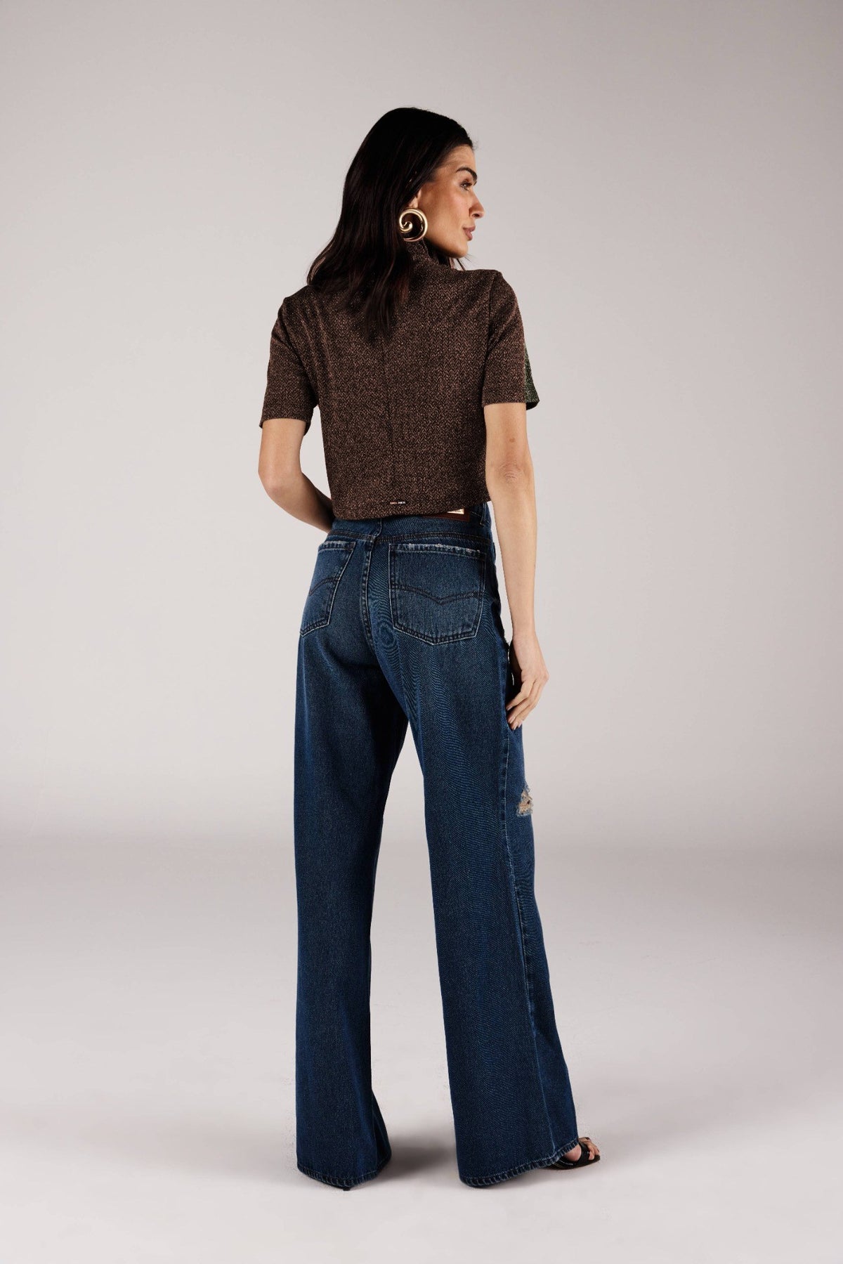 BLUSA CROPPED GOLA ALTA ZÍPER VERDE