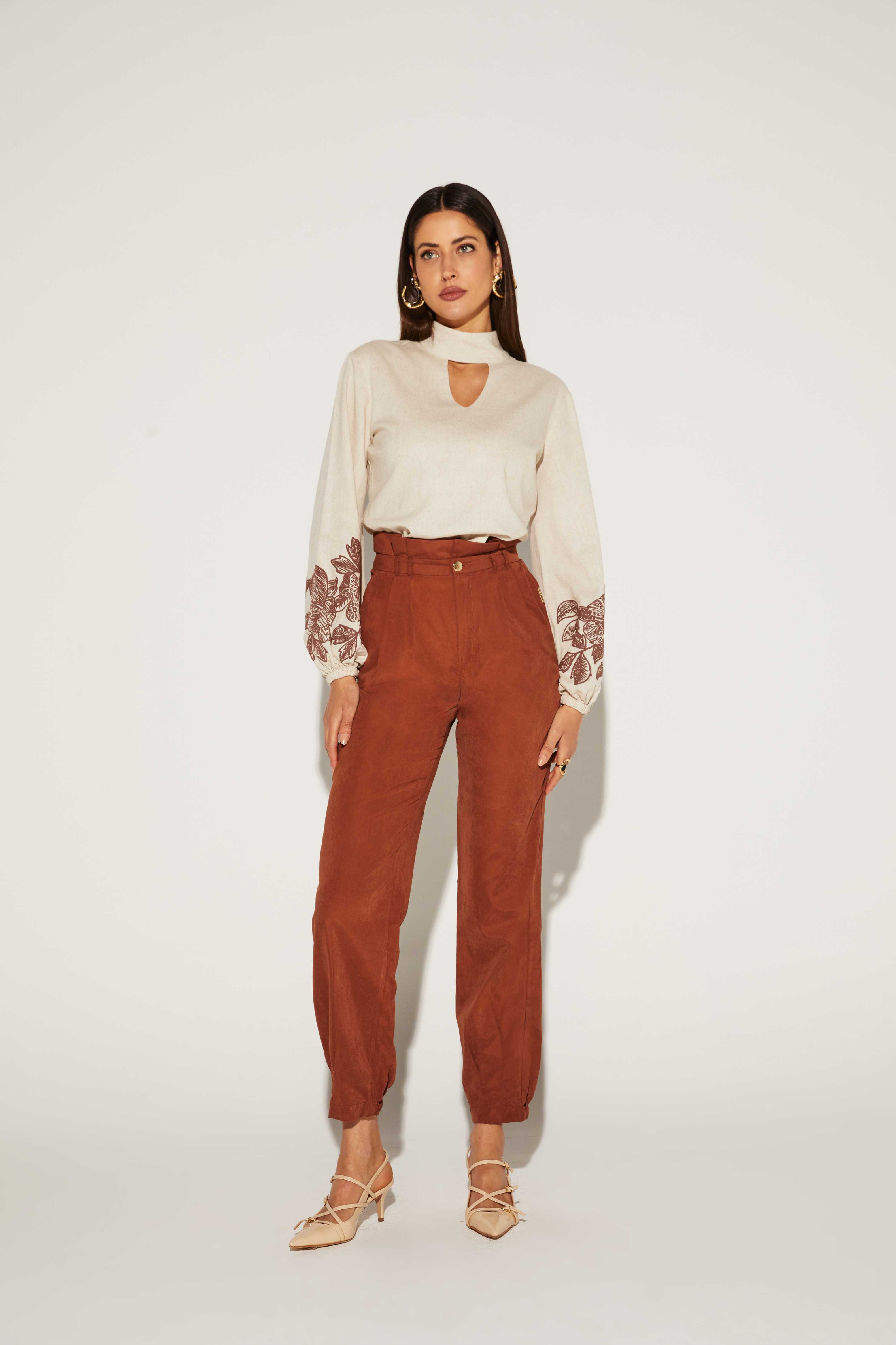 CALÇA FEMININA CLOCHARD CENOURA ONCA PRETA