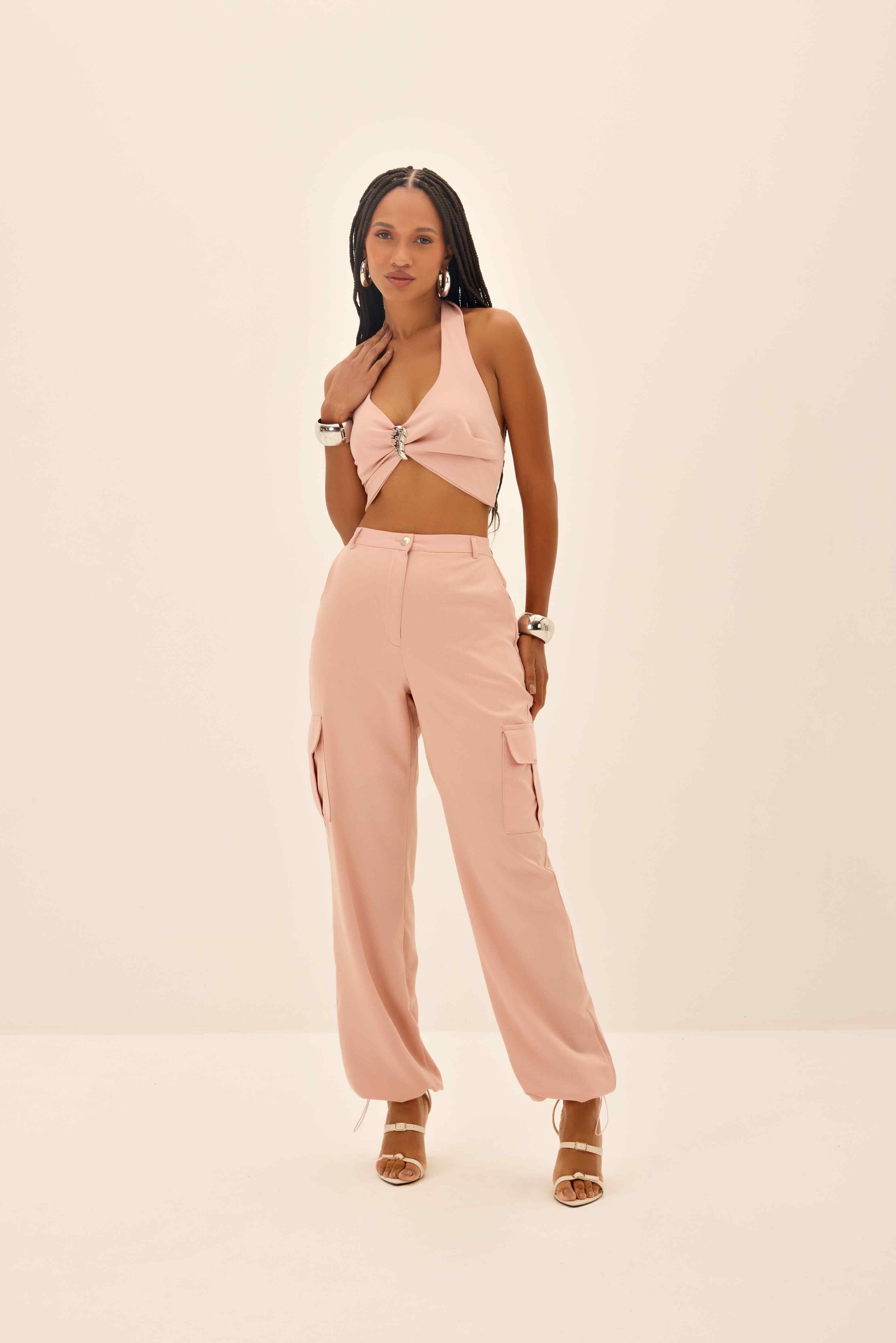 CALÇA FEMININA CARGO ALFAIATARIA  ONCA PRETA