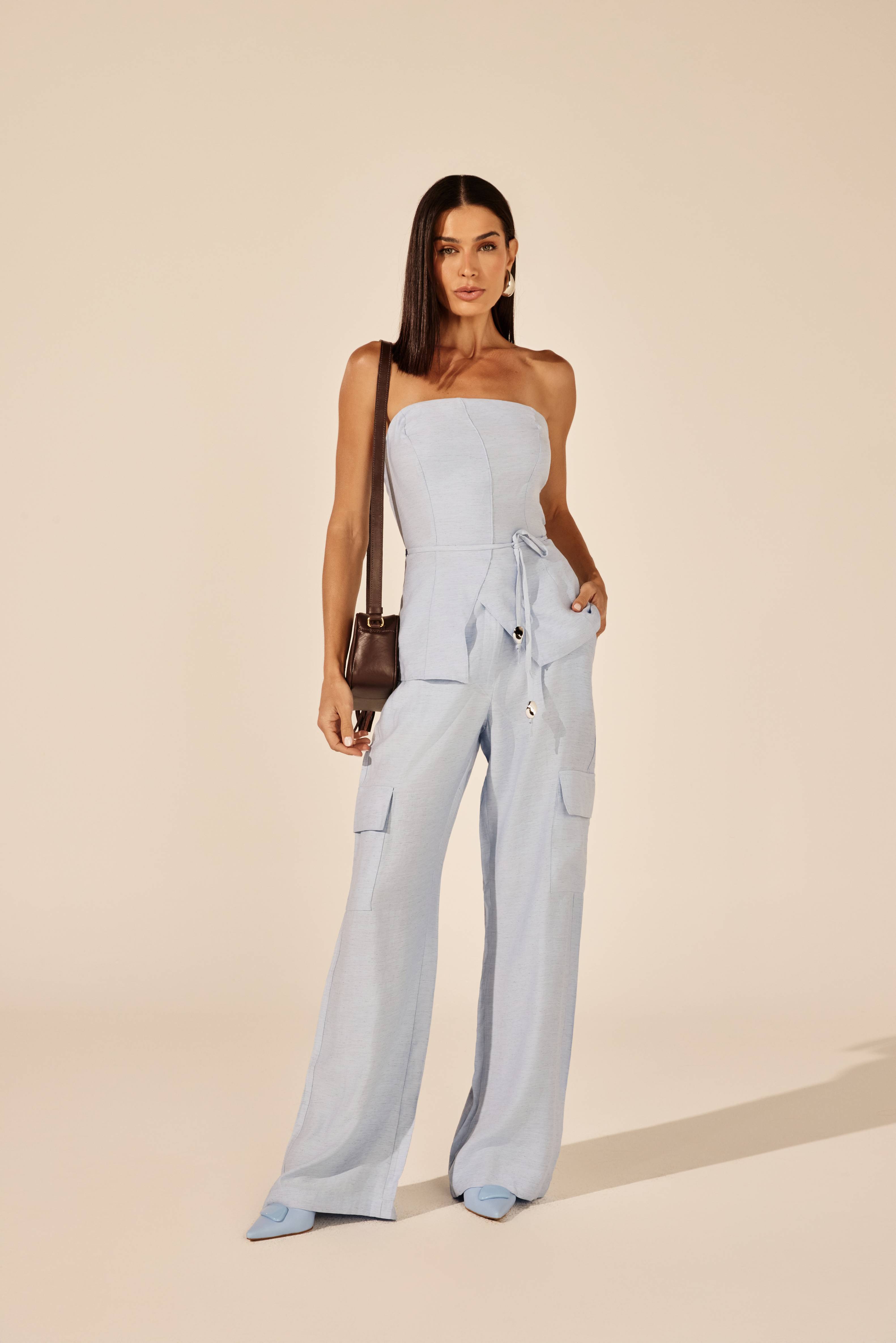 CALÇA WIDELEG FEMININA ALFAIATARIA CARGO