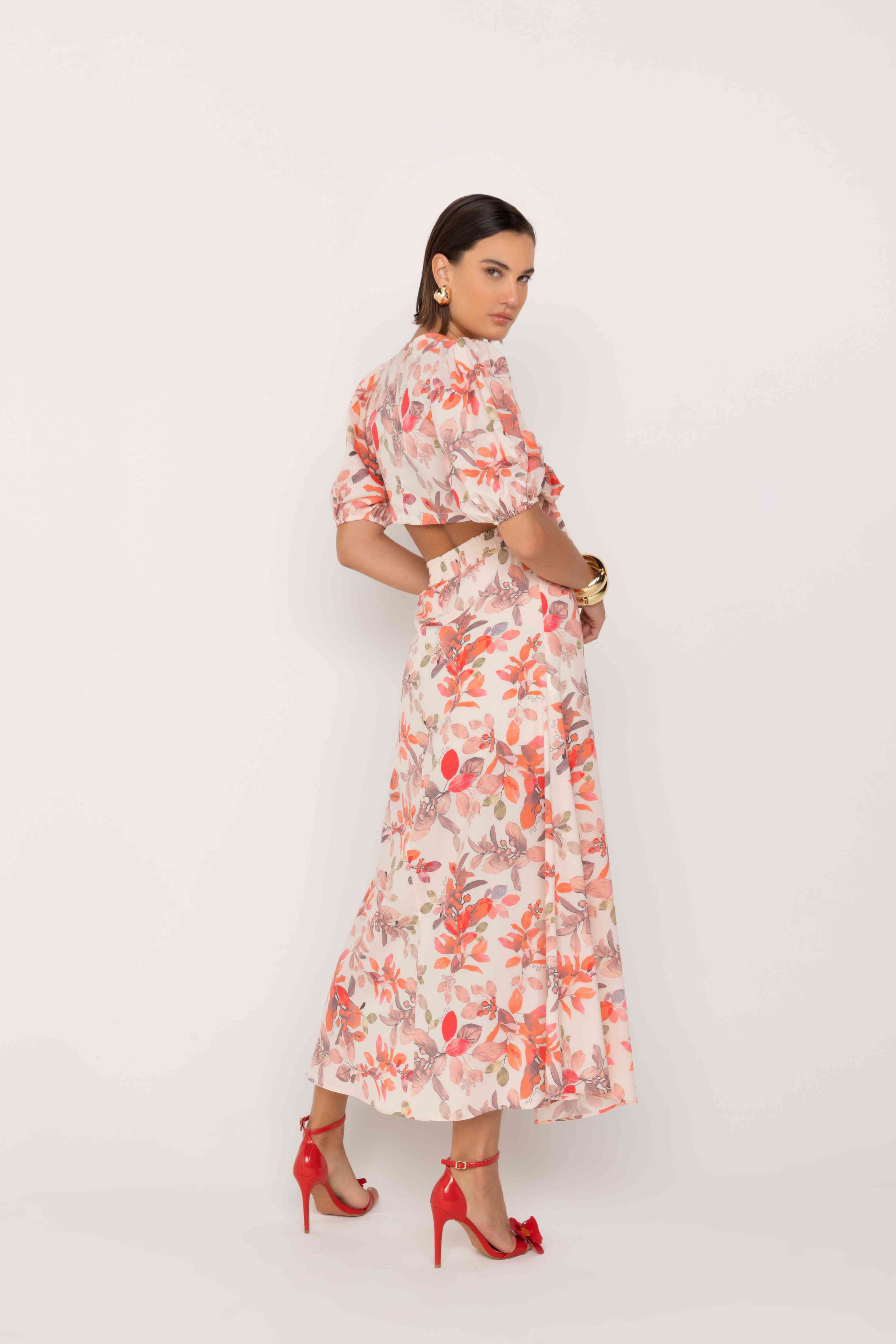 SAIA MIDI ESTAMPADA ONCA PRETA