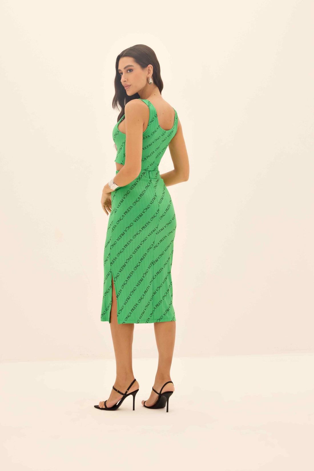 SAIA MIDI FEMININO LOGOMANIA ONÇA PRETA