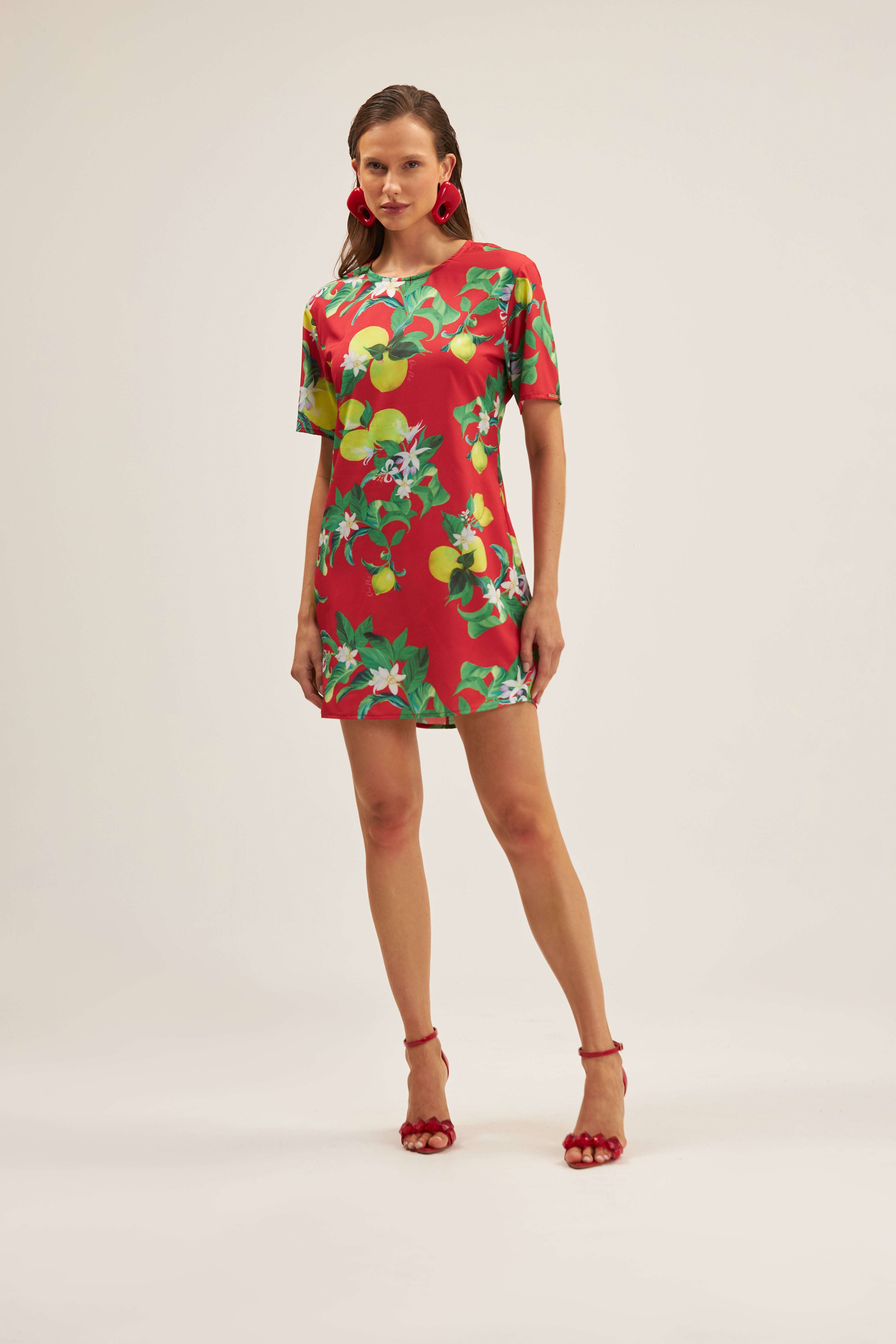VESTIDO T-SHIRT ESTAMPADO ONCA PRETA
