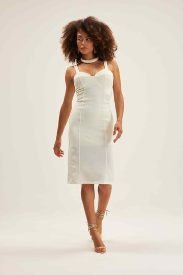VESTIDO CORSELET SUPER MIDI ONCA PRETA