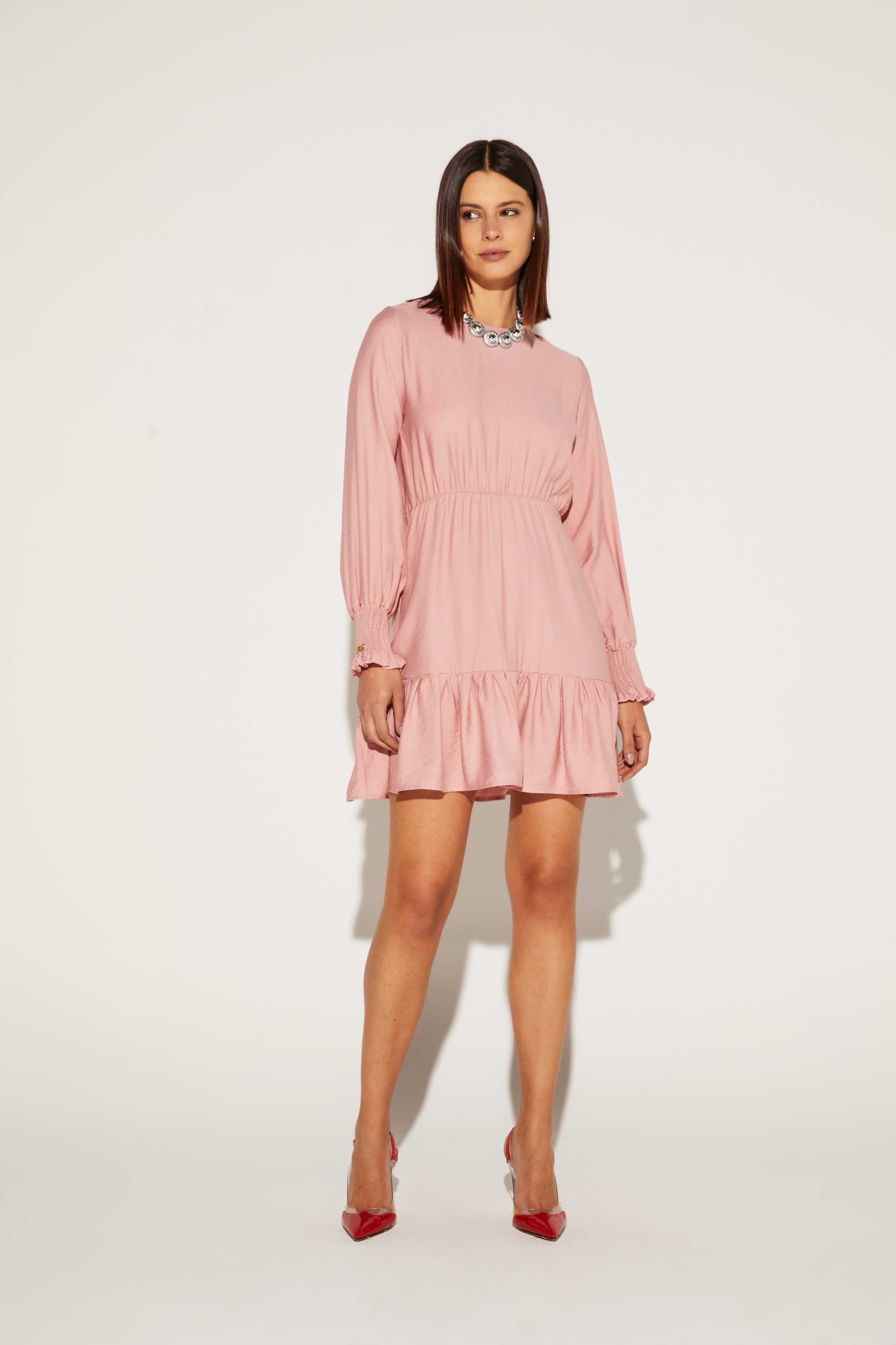 VESTIDO CURTO FEMININO PUNHO LASTEX ONCA PRETA