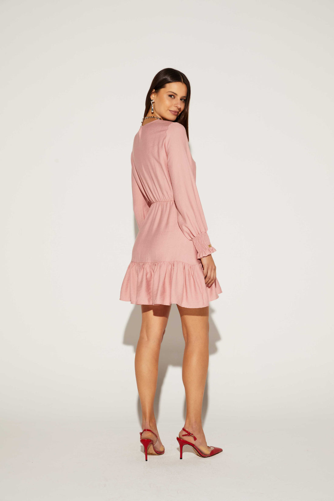 VESTIDO CURTO FEMININO PUNHO LASTEX ONCA PRETA