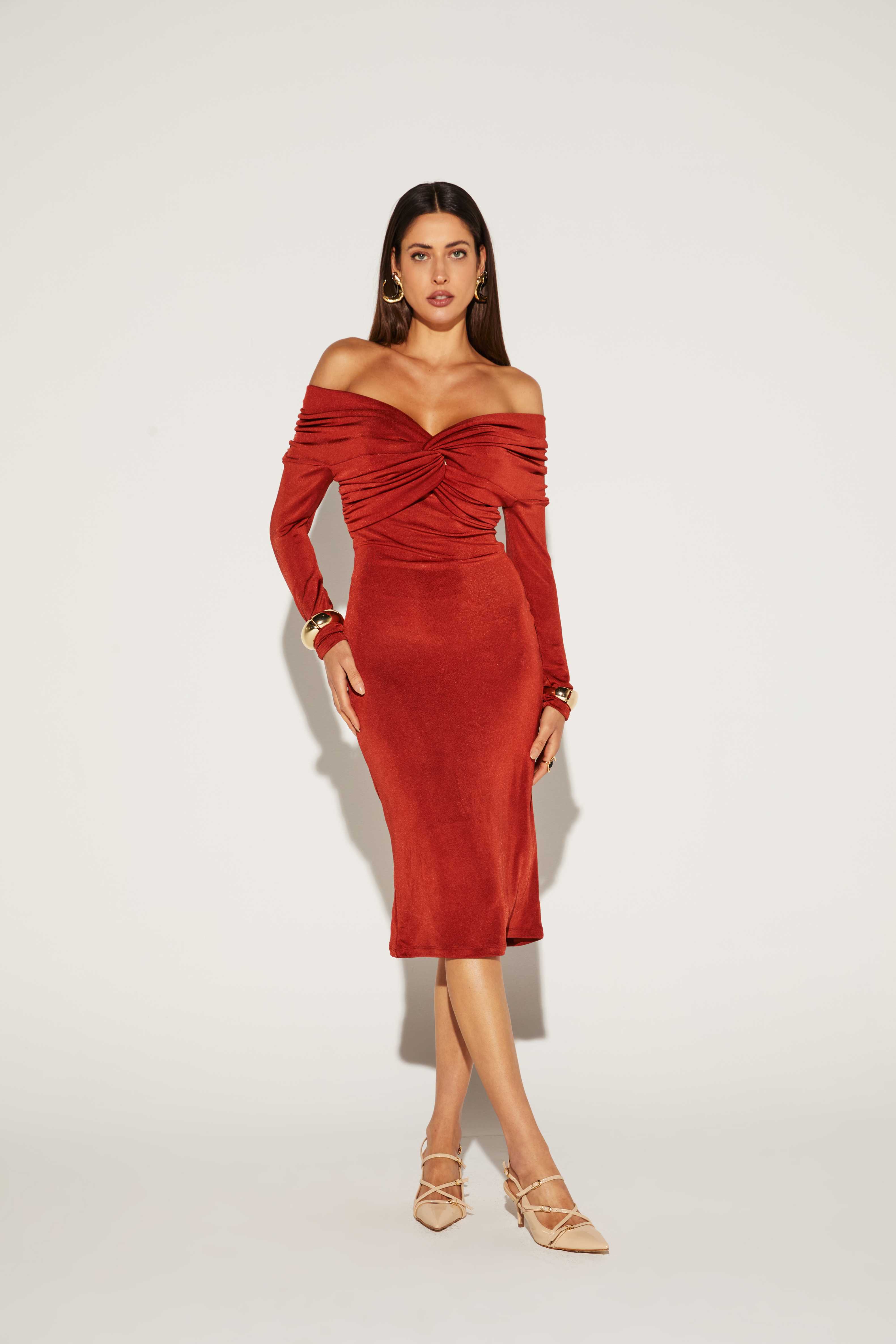 VESTIDO MIDI FEMININO TORÇAO ONCA PRETA