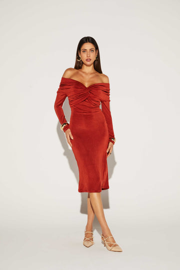 VESTIDO MIDI FEMININO TORÇAO ONCA PRETA