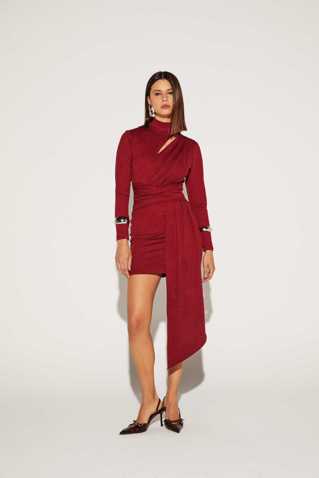 VESTIDO FEMININO CURTO TRANSPASSADO CUT OFF ONCA PRETA
