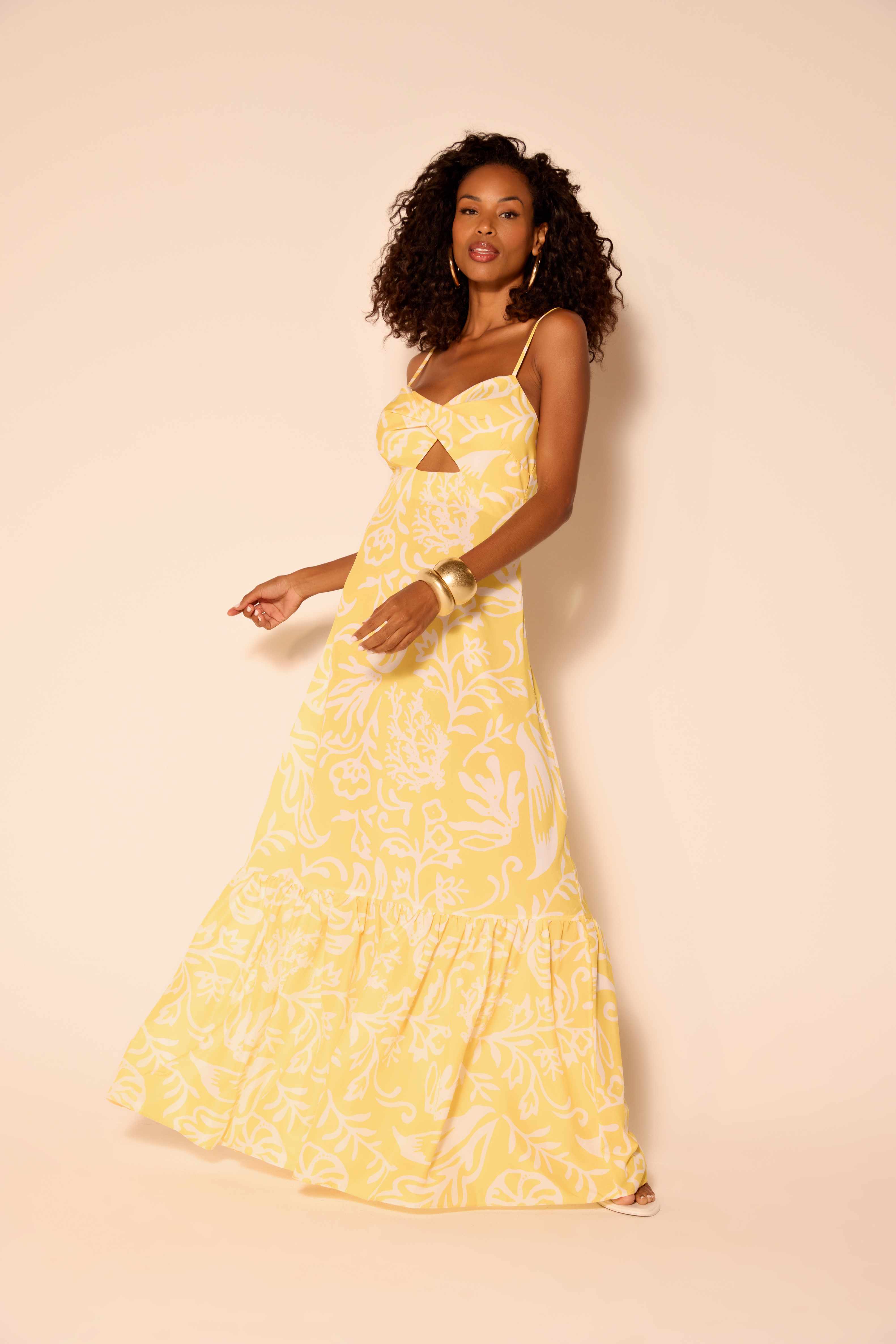 VESTIDO FEMININO LONGO BUSTO TORÇAO ONCA PRETA