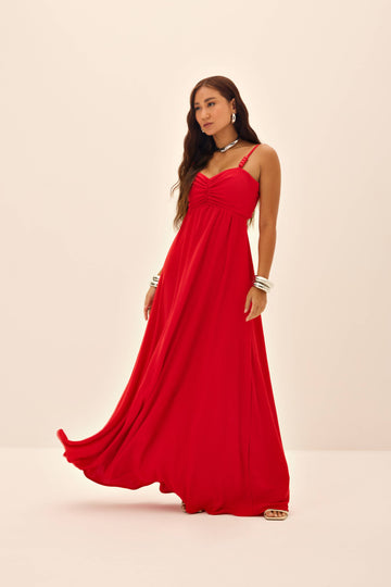 VESTIDO LONGO ALÇA COM PONTEIRAS AMPLO