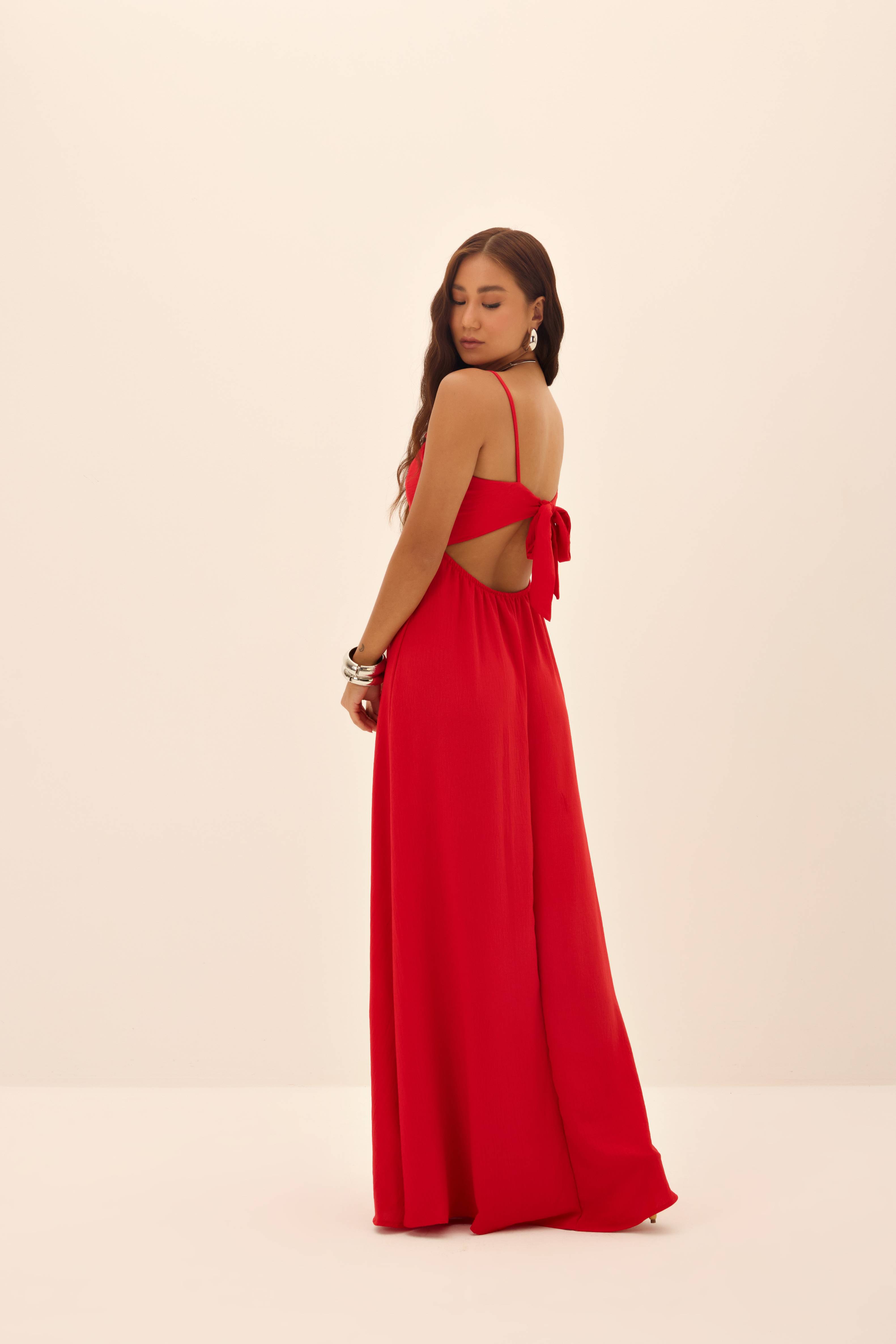 VESTIDO LONGO ALÇA COM PONTEIRAS AMPLO