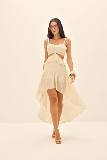 VESTIDO MULET CUT OUT BARRA ASSIMÉTRICA