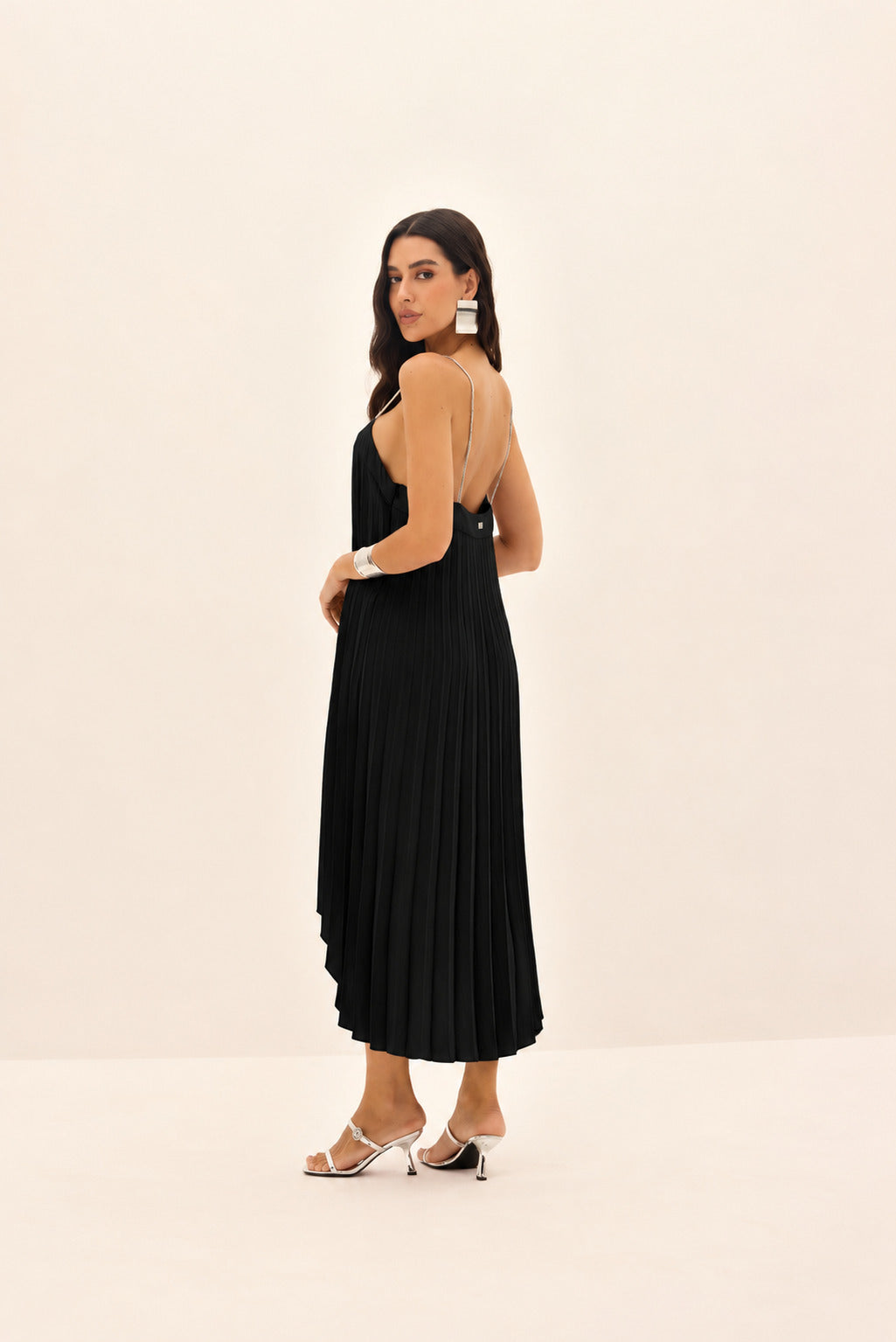 VESTIDO MULET FEMININO PLISSADO DE ALÇA