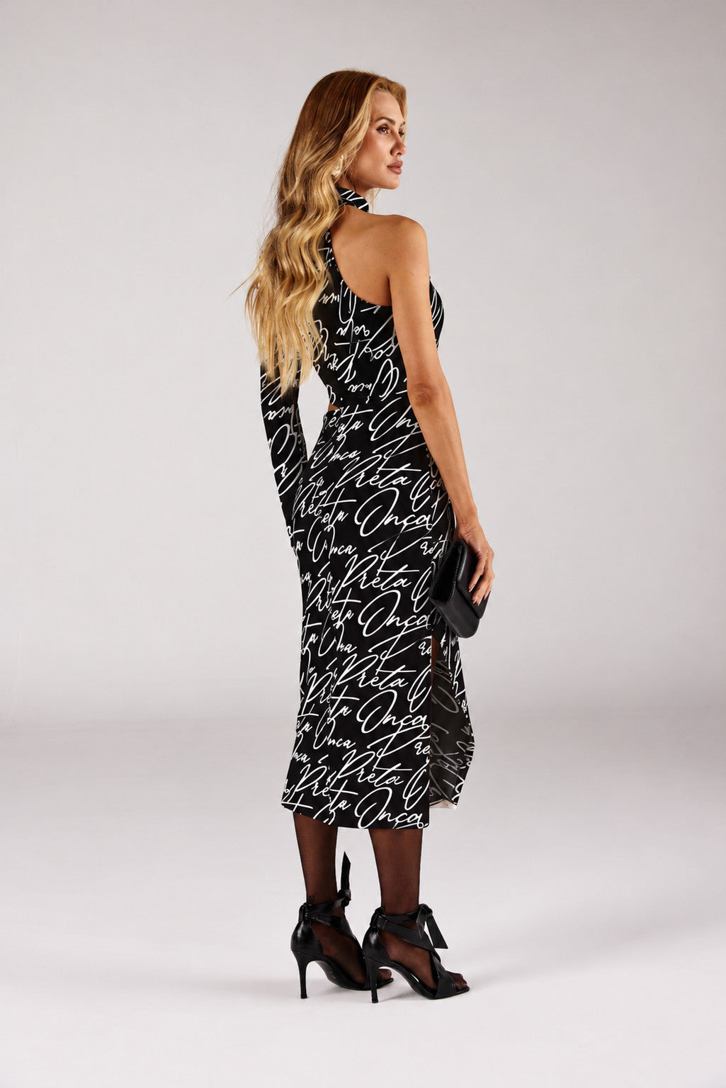 VESTIDO ALFAIATARIA FEMININA SIGNATURE LOGOMANIA ONÇA PRETA