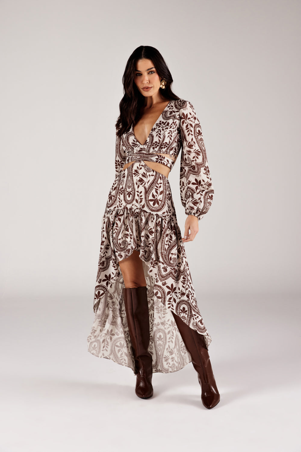 VESTIDO MULET FEMININO  BOHO ESTAMPADO ONÇA PRETA