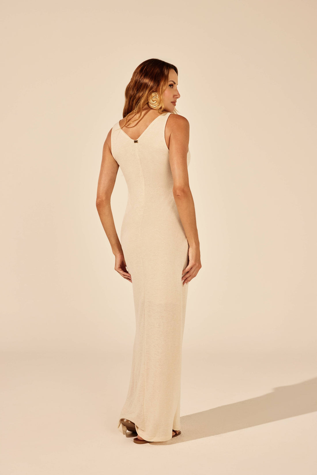VESTIDO LONGO FEMININO ALÇA DE CORRENTE ABS ONÇA PRETA