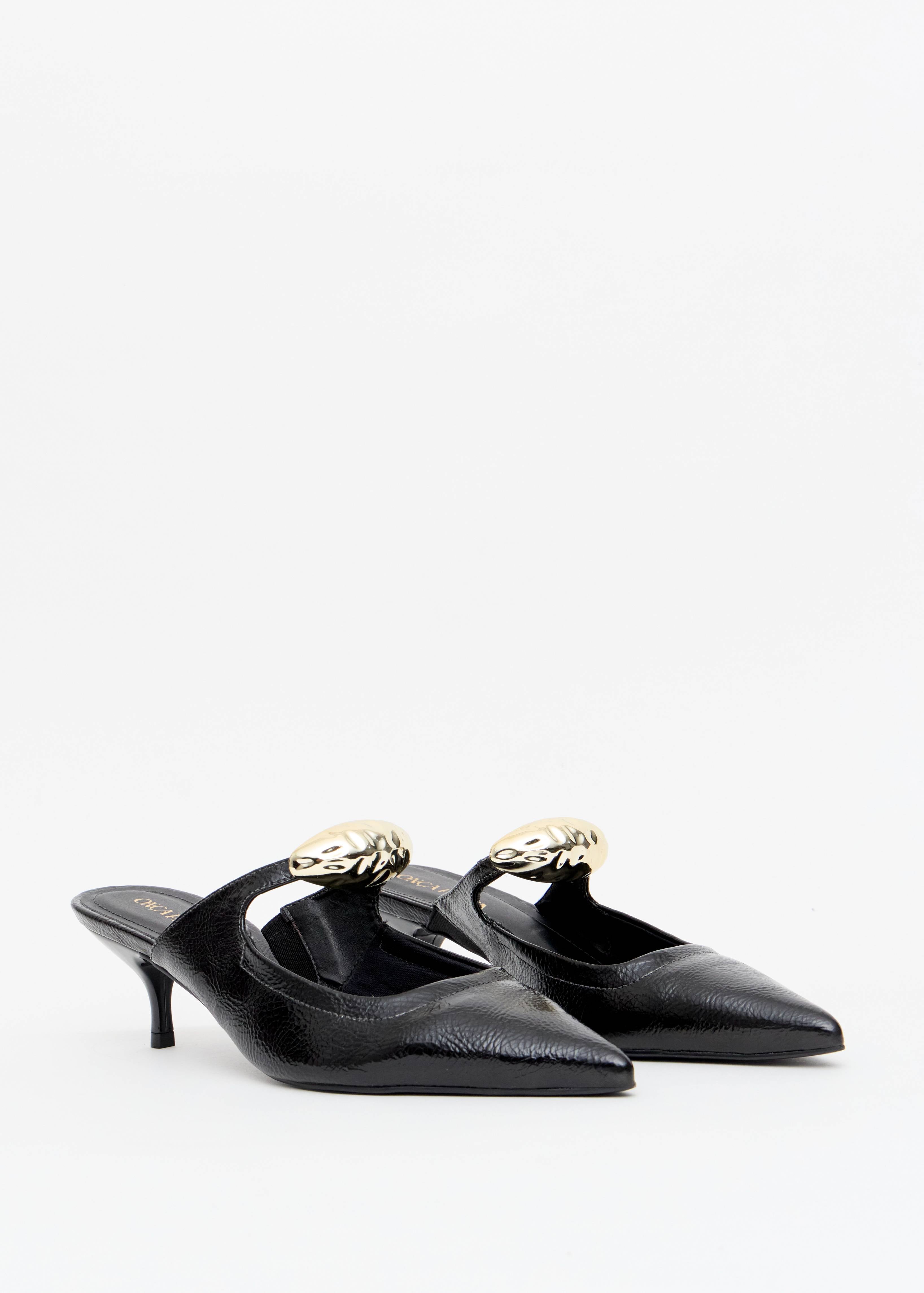 MULE VERNIZ SALTO KITTEN MEDALHA