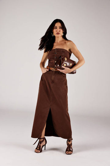 Cinto duplo fivela dupla dourada couro marrom look jeans Onça Preta