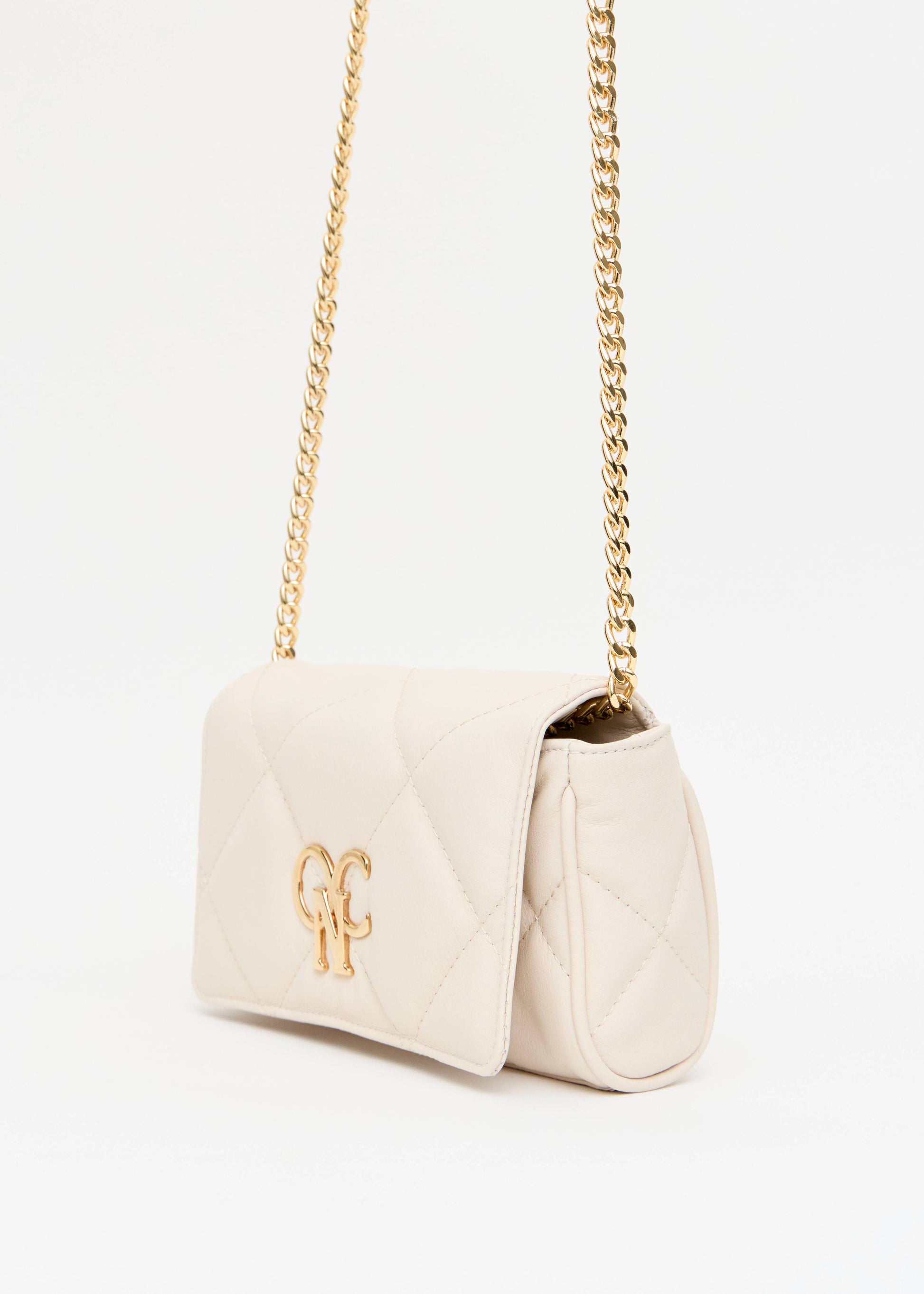 Bolsa matelasse napa losango off white monograma OP dourado Onça Preta