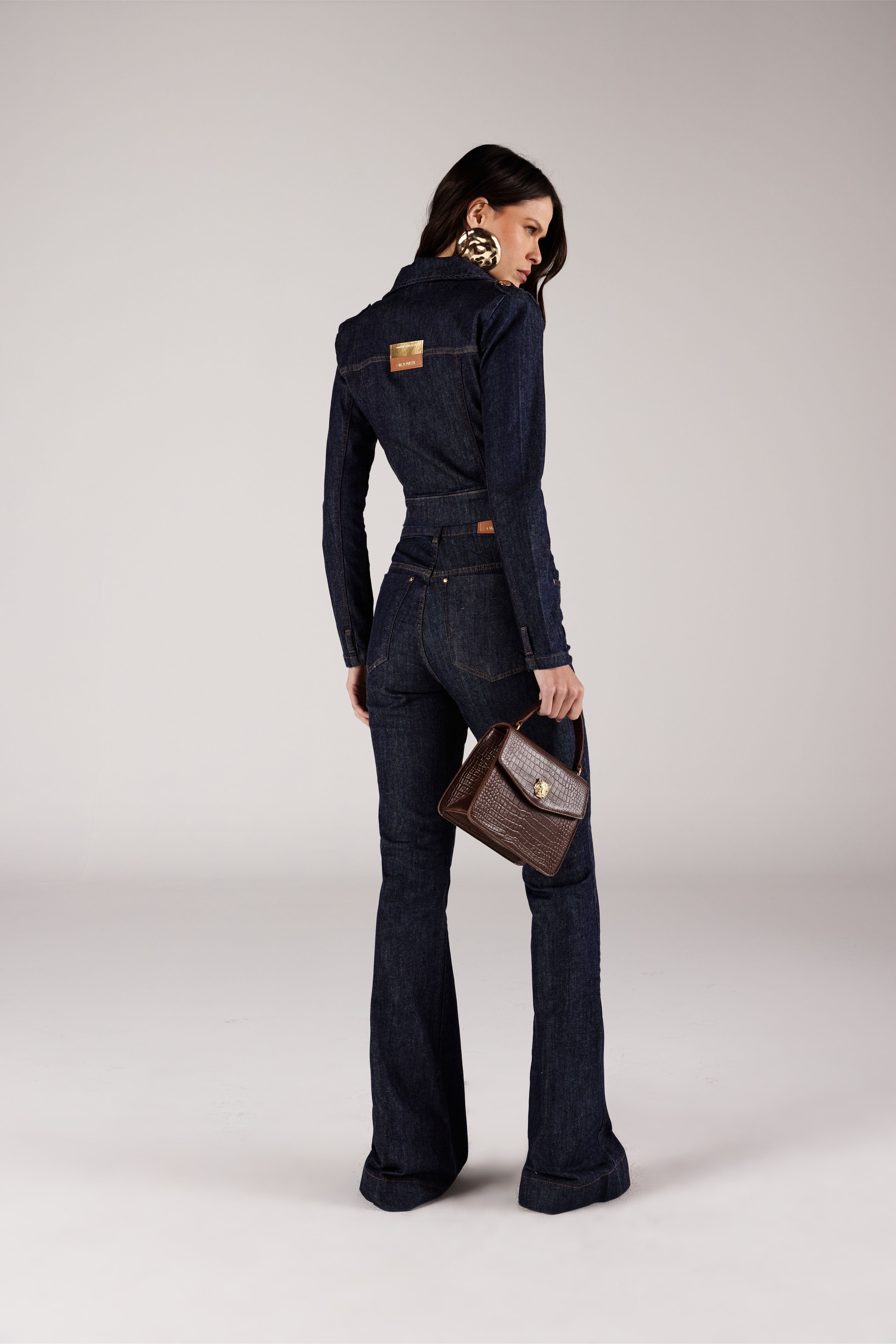 JAQUETA FEMININA BIKER JEANS ONÇA PRETA