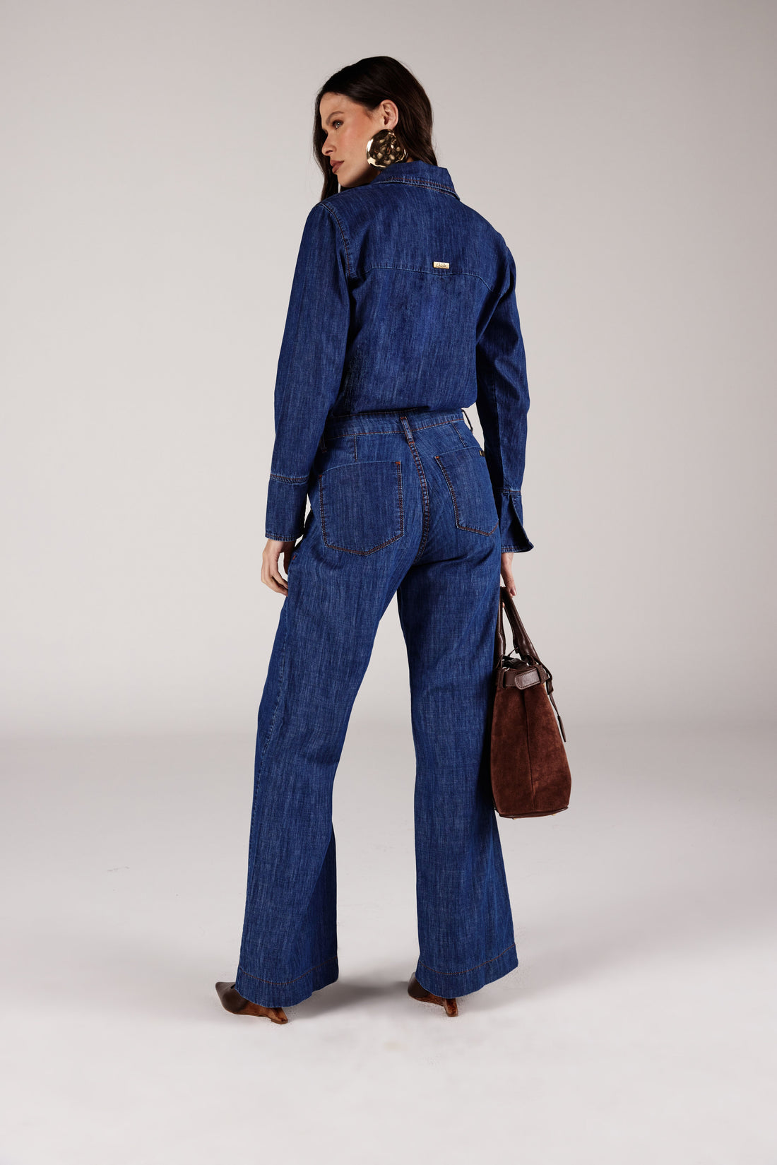 CALÇA PANTALONA FEMININA TECIDO LEVE JEANS ONÇA PRETA