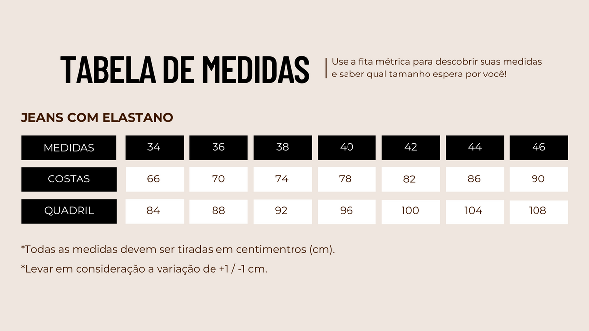 Jeans com Elastano — 34 a 46