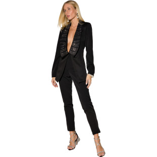 Blazer Onça Preta Detalhe Strass In24 Preto Feminino