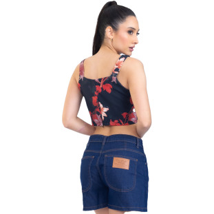 Regata Onça Preta Cropped Blush PR23 Preto Feminino