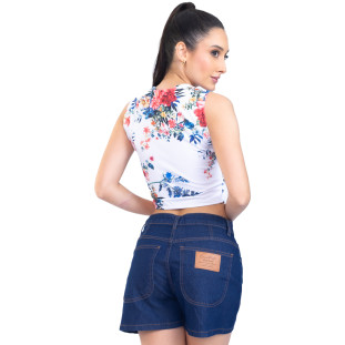 Regata Onça Preta Cropped 1030 PR23 Branco Feminino