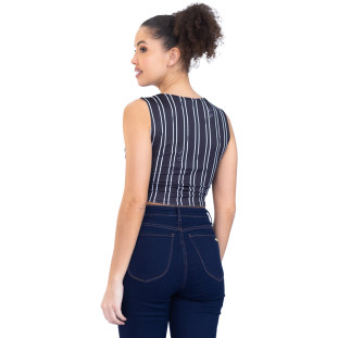 Regata Onça Preta Cropped Listras PR23 Preto Feminino