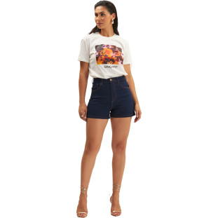 Camiseta Onça Preta Estampa Local Ve25 Off White Feminino