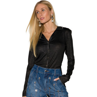 Camisa Onça Preta Lurex In24 Preto Feminino