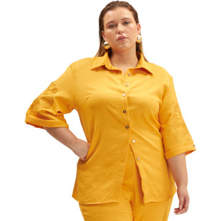 Camisa Onça Preta Bordado Curves Ve25 Amarelo Feminino