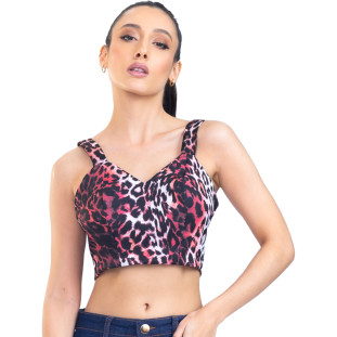 Regata Onça Preta Cropped PR23 Vermelho Feminino