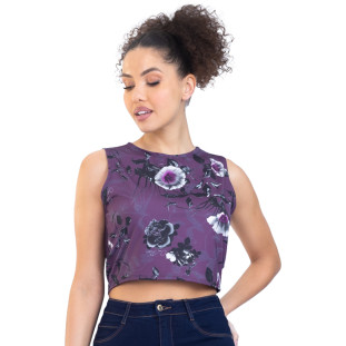 Regata Onça Preta Cropped PR23 Roxo Feminino